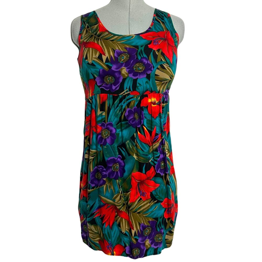 Vintage Colorful Floral/Vacation Print Dress Size S